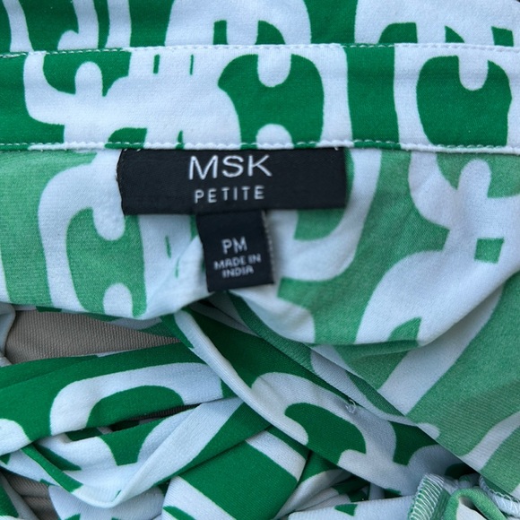 MSK women’s Green White Collared Button Down Dress size medium petite - Picture 4 of 7